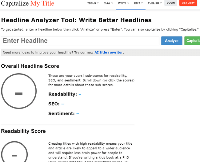 Headline Analyser - Free blogging tools for blogger