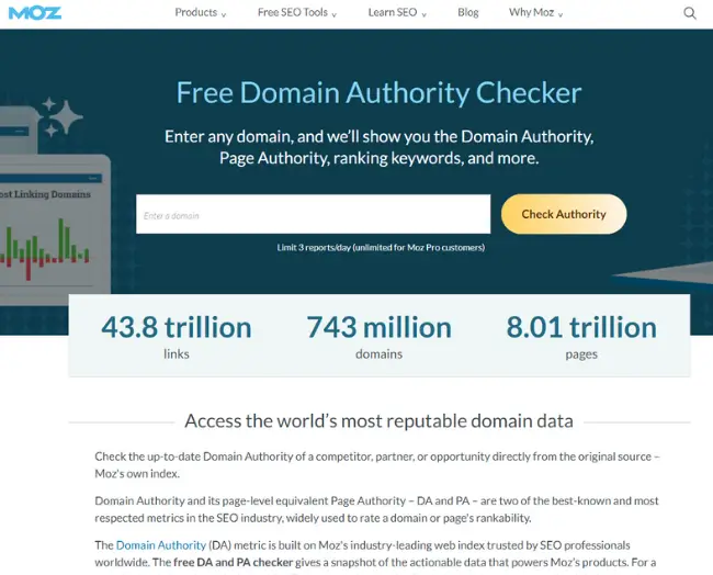 MOZ DA Checker - Free blogging tools for blogger